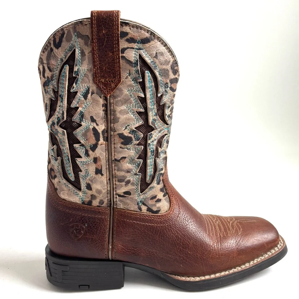 Ariat Koel VentTEK Western Brown Leather Cowboy Boots Youth Size 1